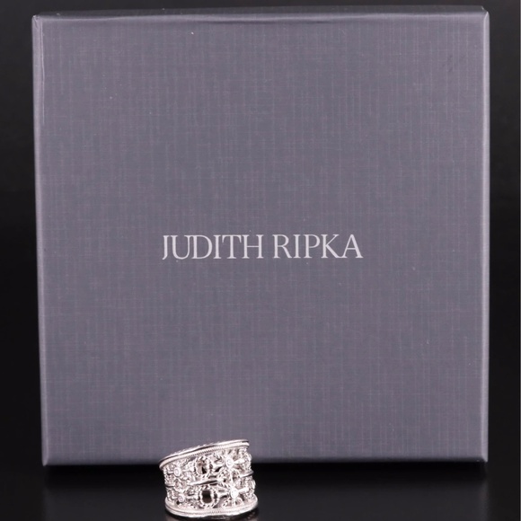 NIB - Judith Ripken Sterling Silver Vienna Wide Band Diamond Ring - Picture 10 of 12